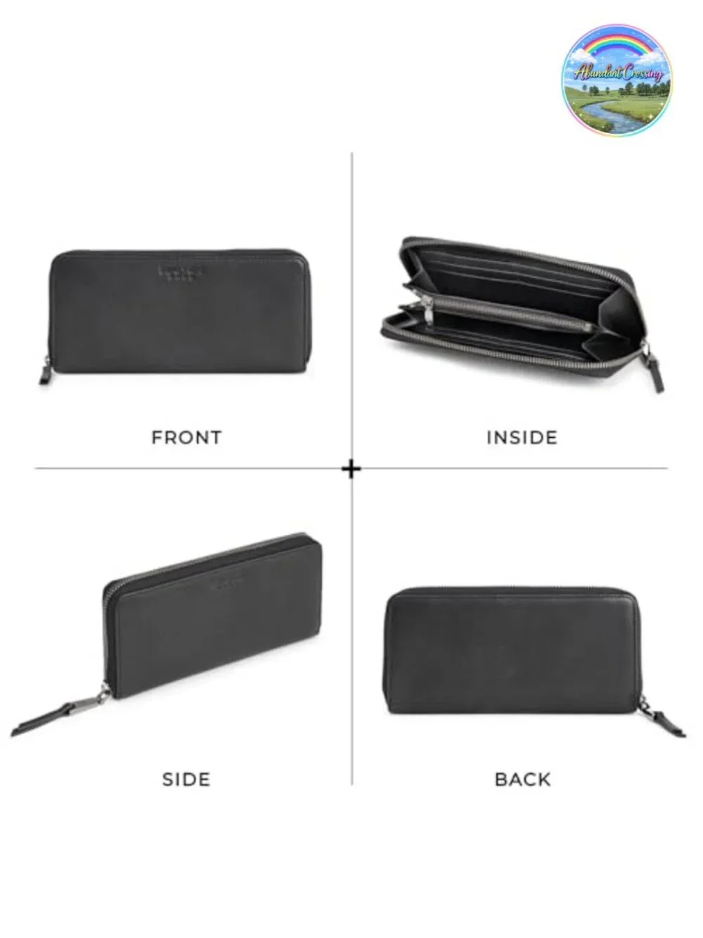 Genuine Leather Zip Wallet RFID Blocking Large Capacity Card Holder